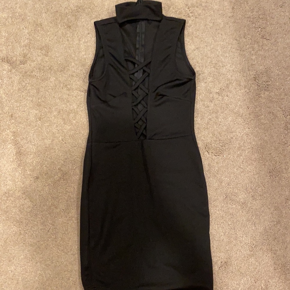Misguided Black Criss Cross Mini Dress